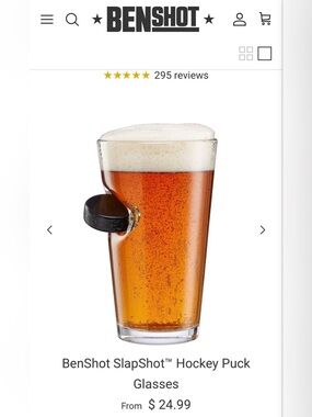 BenShot SlapShot Hockey Puck Pint Glass
